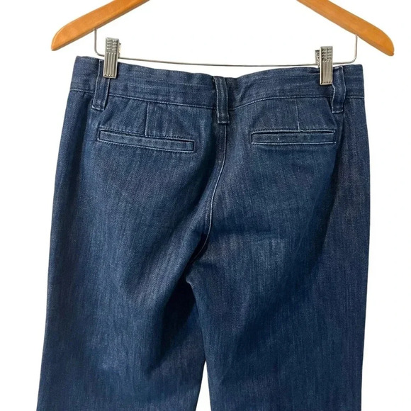 Old Navy Jeans Size 6 Below Waist 100% Cotton Dark Blue Denim Flare Wide Leg - Picture 3 of 6